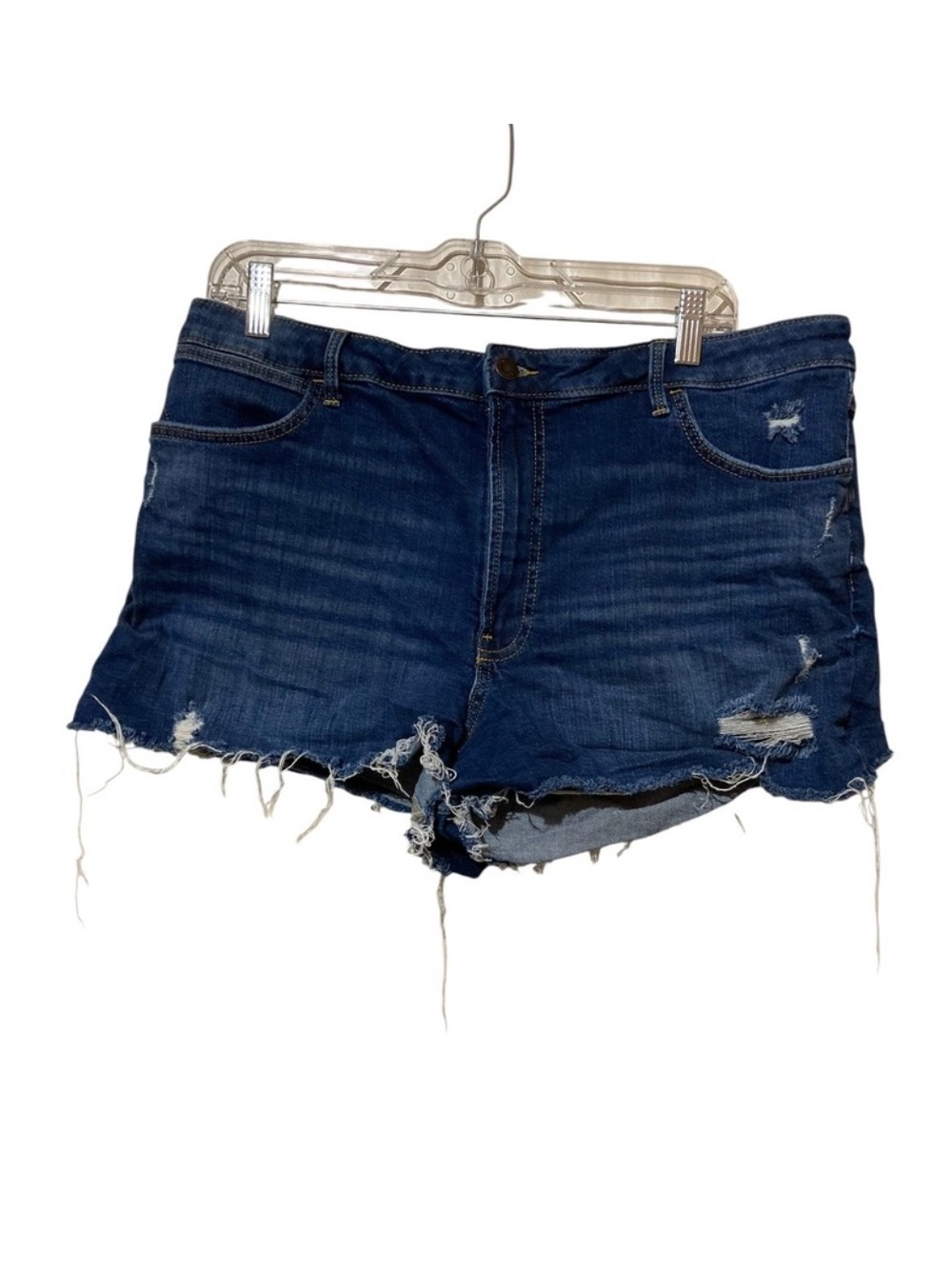 Wrangler High Rise Vintage 3" Distressed Denim Shorts Blue Size 18 Average